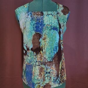 Abstract Print Sleeveless Top